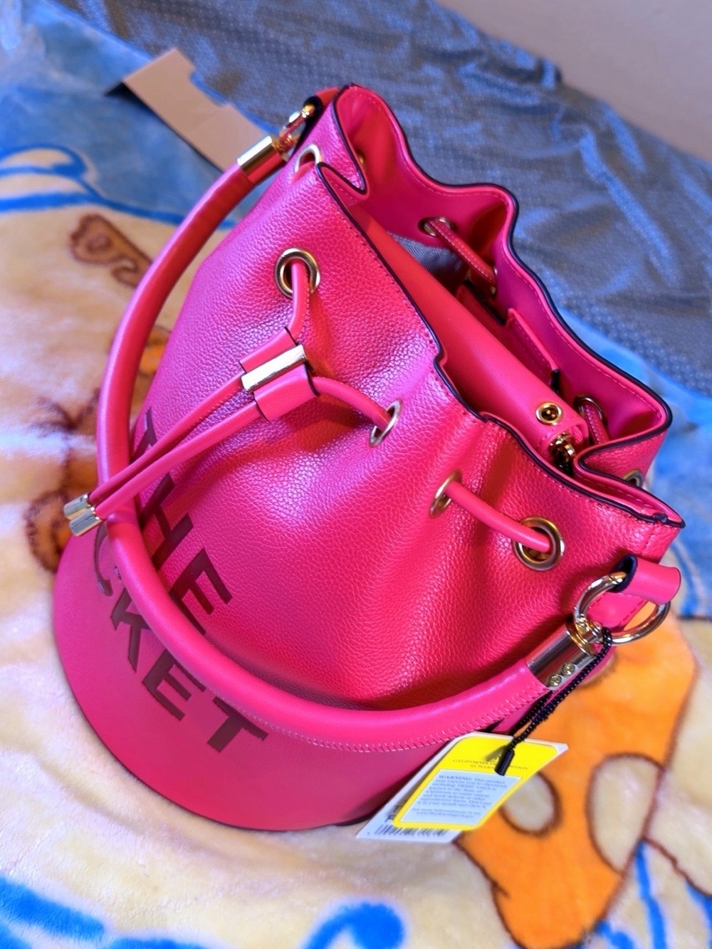 Hot Pink 'The Bucket' Drawstring Bucket Bag with Wallet - Picture 3 of 4